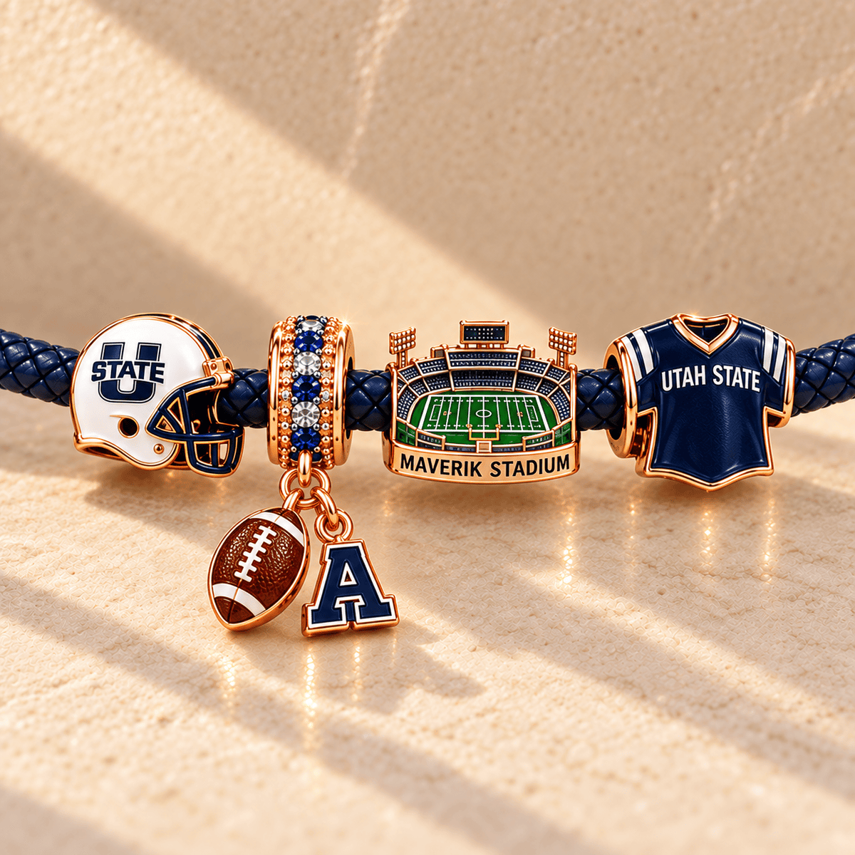 USAG Braided Leather Charm Bracelet Set NHVH